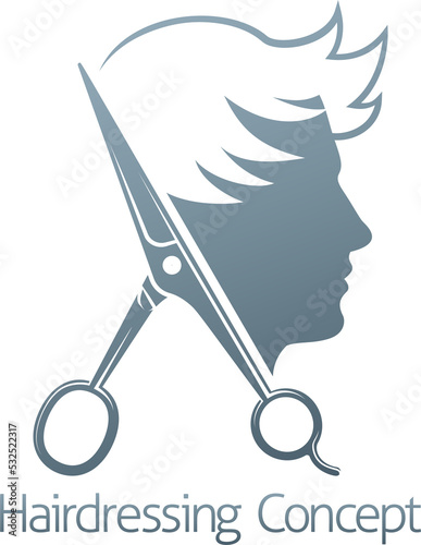 Male Hairdresser Hair Salon Scissors Man Concept photo