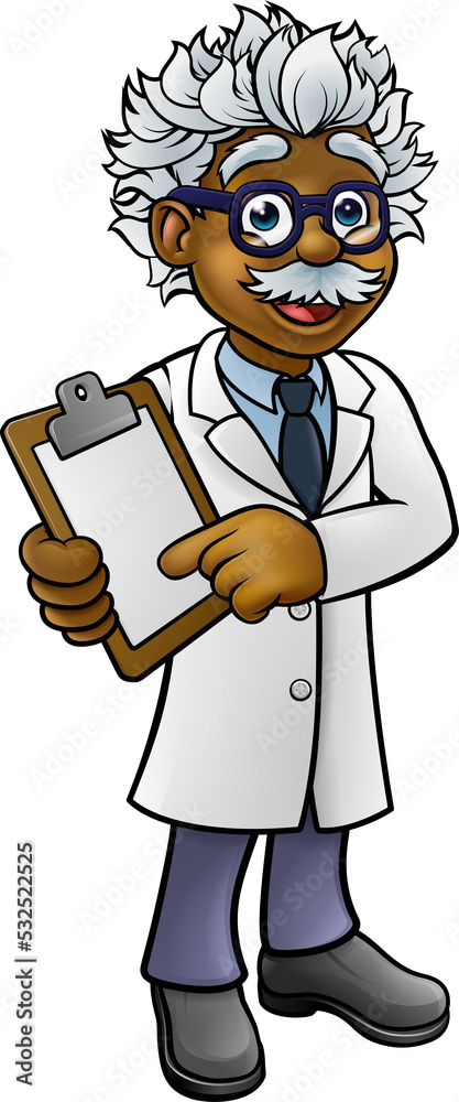 Scientist Cartoon Character Holding a Clipboard Scientist Cartoon Character Holding a Clipboard