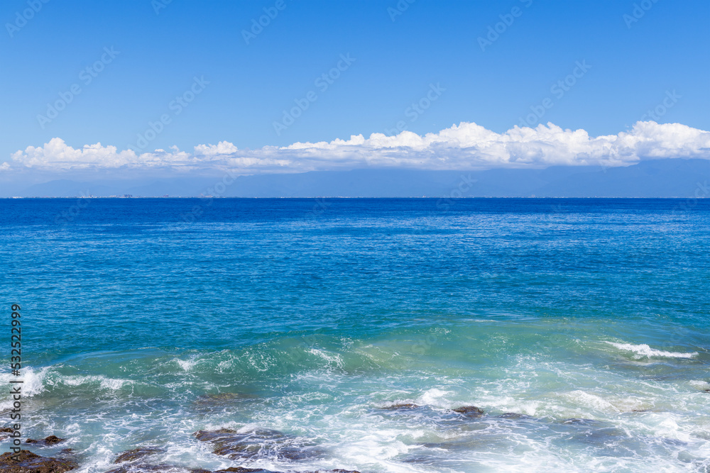 Beautiful clear blue sky and the sea