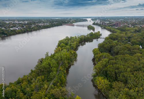 Aerial view of Rivière des Prairies, Montreal, Canada