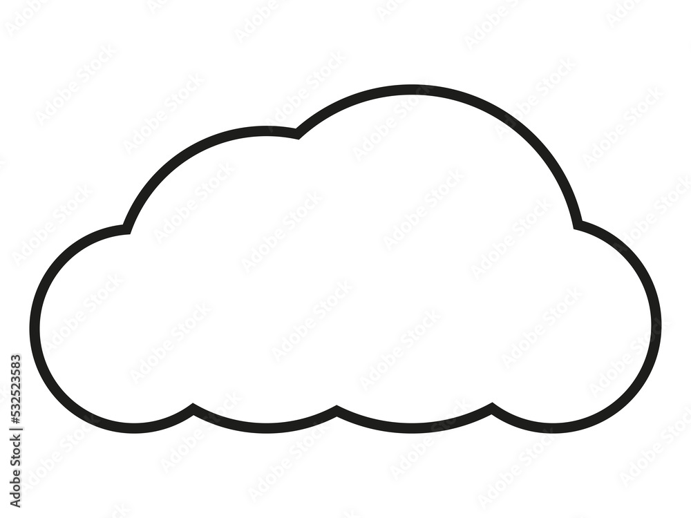 Cloud icon, flat design element. Filled white shape, black stroke. Isolated png illustration, transparent background. Asset for overlay, montage, collage, presentation. Business, technology concept. Cloud icon, flat design element. Filled white shape, black stroke. Isolated png illustration, transparent background. Asset for overlay, montage, collage, presentation. Business, technology concept.