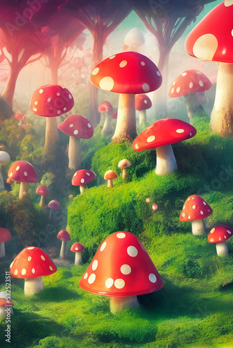 A huge mushrooms florest