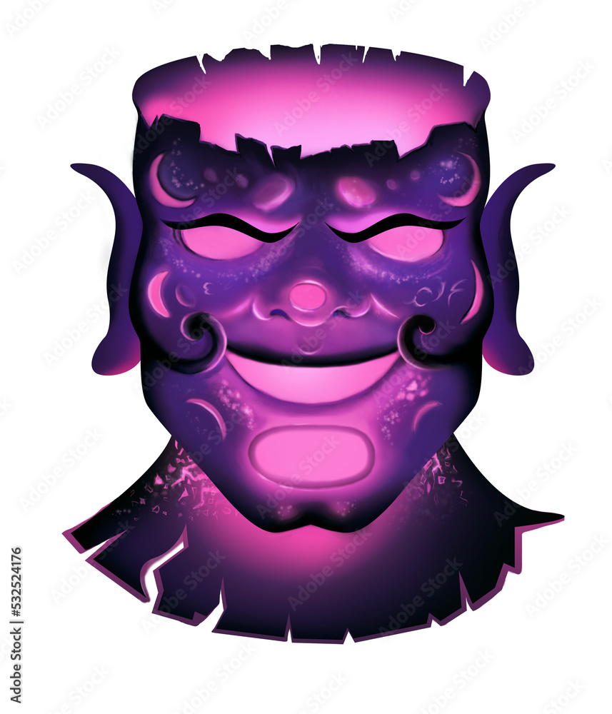 scary halloween monster neon demon illustration scary halloween monster neon demon illustration