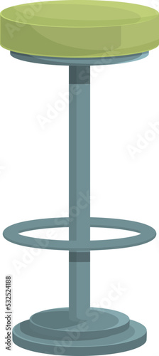 Green bar stool icon cartoon vector. Tall chair. Wood furniture