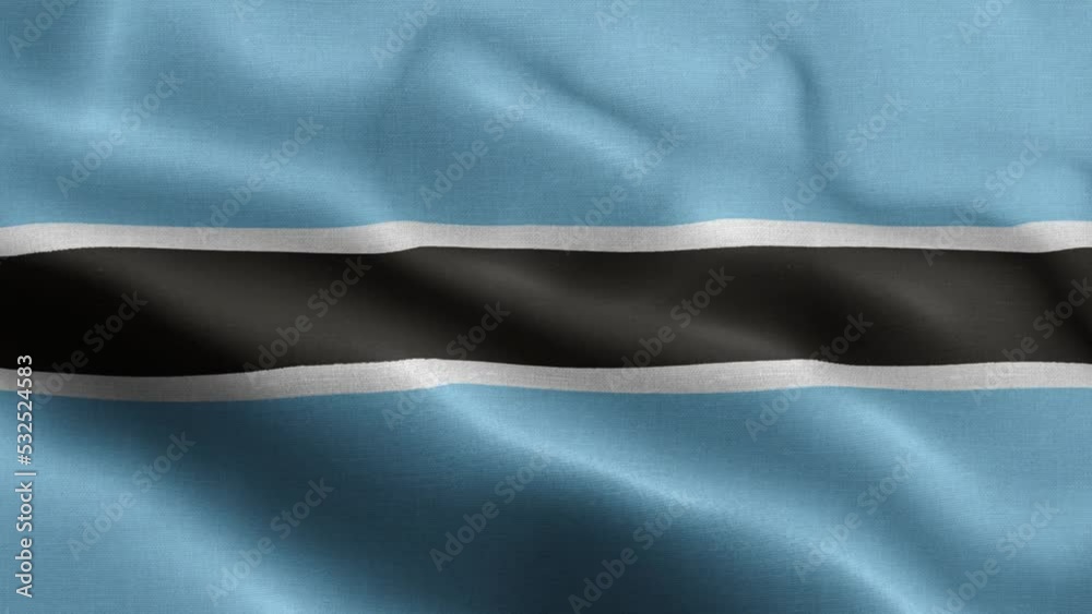 Flag Of Botswana - Botswana Flag High Detail - National flag Botswana wave Pattern loopable Elements - Fabric texture and endless loop - Highly Detailed Flag - The flag of fluttering in the wind