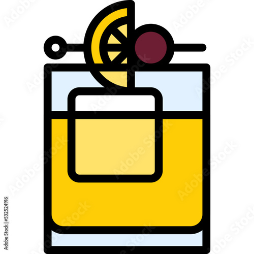 Whiskey Sour Cocktail icon, Alcoholic mixed drink vector