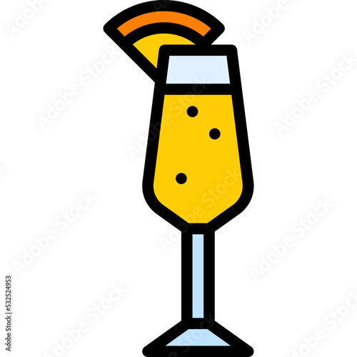 Mimosa Cocktail icon, Alcoholic mixed drink vector