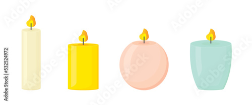 set of burning colorful candles - vector illustration