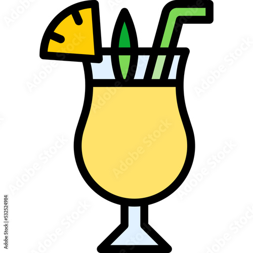 Piña colada Cocktail icon, Alcoholic mixed drink vector