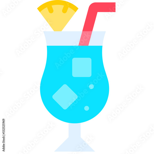 Bluehawaii Cocktail icon, Alcoholic mixed drink vector photo