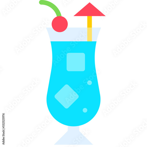 Blue lagoon Cocktail icon, Alcoholic mixed drink vector