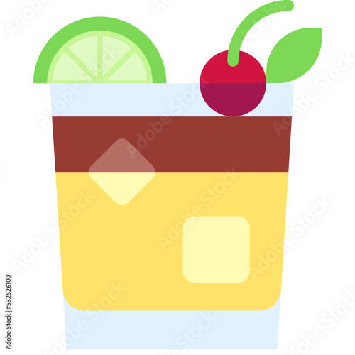 Mai Tai Cocktail icon, Alcoholic mixed drink vector