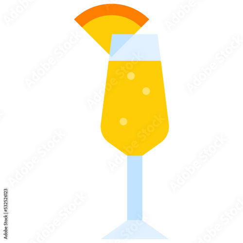 Mimosa Cocktail icon, Alcoholic mixed drink vector