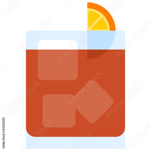 Negroni Cocktail icon, Alcoholic mixed drink vector