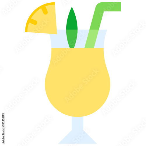 Piña colada Cocktail icon, Alcoholic mixed drink vector