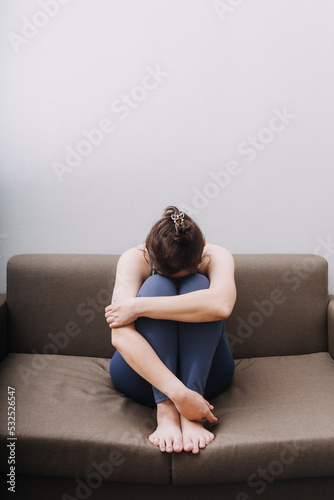 Asian women with stress, She kept herself alone in her bedroom, Depression.