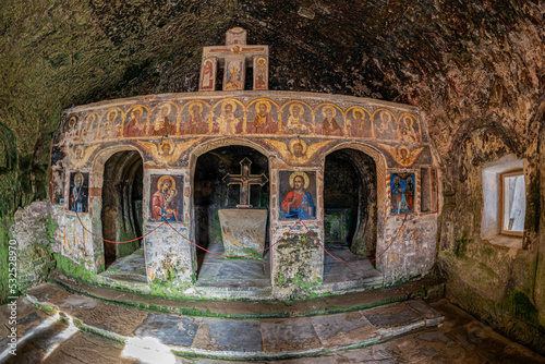 Interior of the Stone Crows Monastery, Village of Jgheaburi, Corbi commune, Argeș county, Romania © Florin