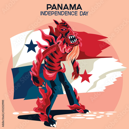 Panama Independence Day Concept  wiyth Colorful Traditional Panama Mask