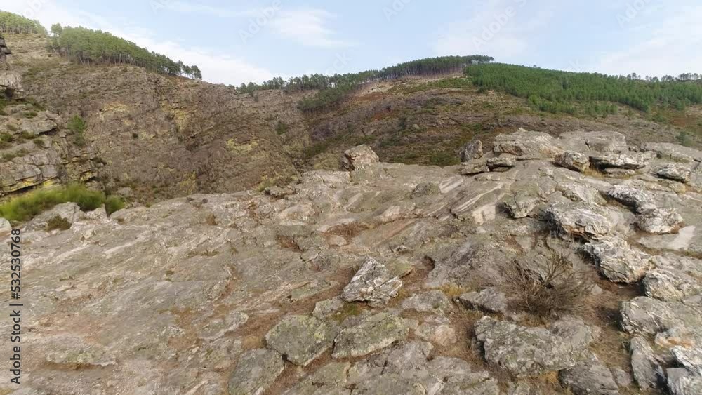 Fisgas do Ermelo Mountains Waterfall in Portugal. Low Water Level. Climatic Change Fisgas do Ermelo Mountains Waterfall in Portugal. Low Water Level. Climatic Change