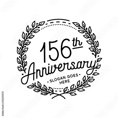 156 years anniversary celebrations design template. 156th logo. Vector and illustrations. 