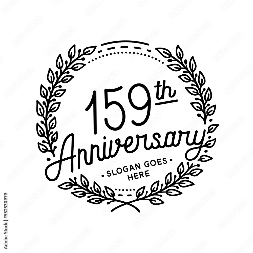 159 years anniversary celebrations design template. 159th logo. Vector and illustrations.
