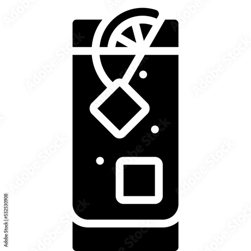 Highball Cocktail icon, Alcoholic mixed drink vector