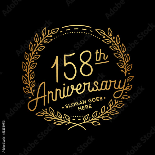 158 years anniversary celebrations design template. 158th logo. Vector and illustrations. 