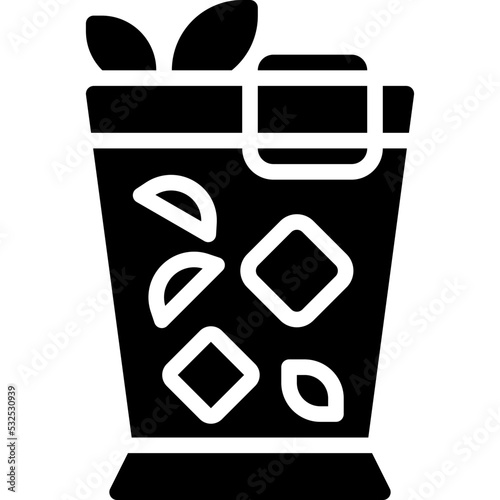 Mint Julep Cocktail icon, Alcoholic mixed drink vector