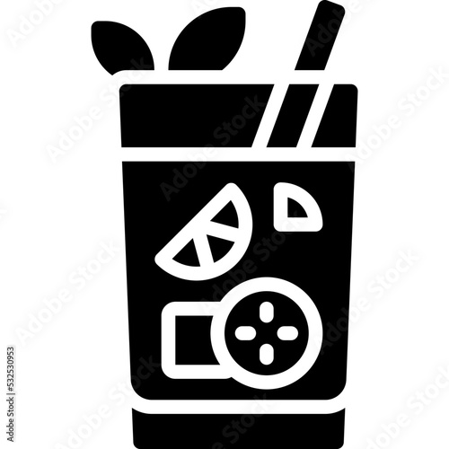 Pimm's cup Cocktail icon, Alcoholic mixed drink vector