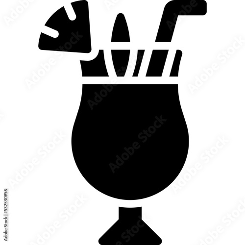 Piña colada Cocktail icon, Alcoholic mixed drink vector