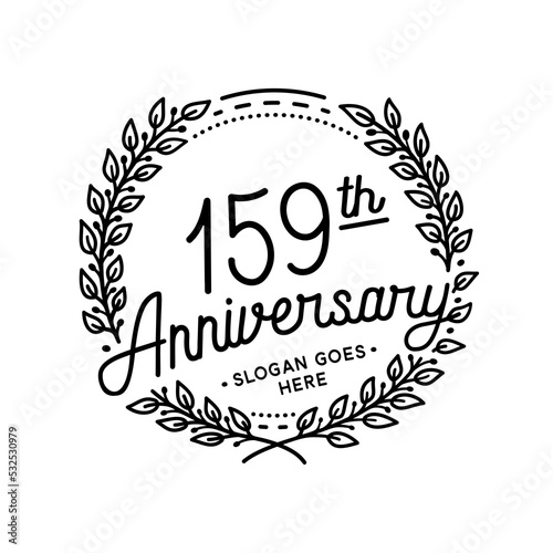 159 years anniversary celebrations design template. 159th logo. Vector and illustrations. 