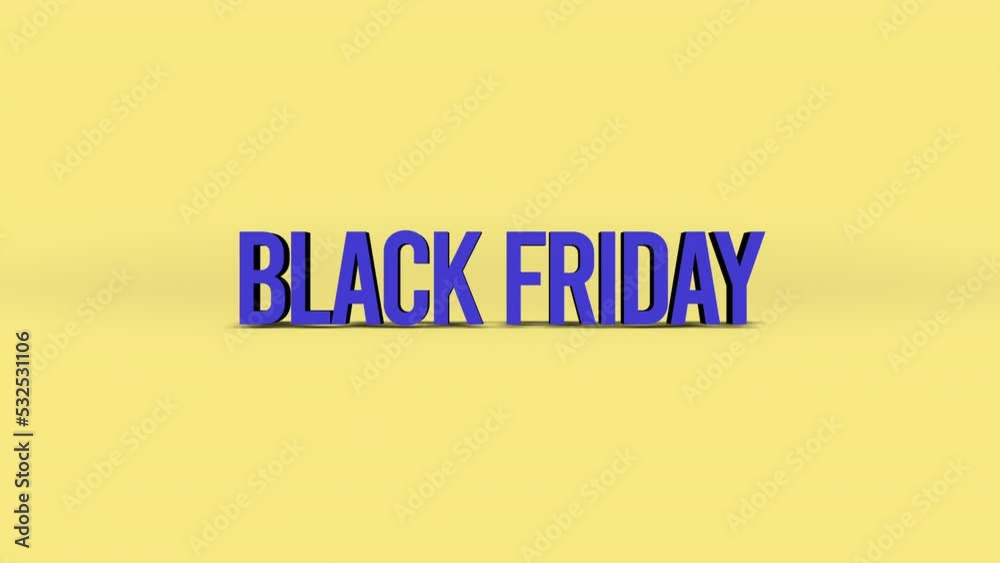 Rolling Black Friday text on yellow gradient color, motion abstract holidays, business and corporate style background Rolling Black Friday text on yellow gradient color, motion abstract holidays, business and corporate style background