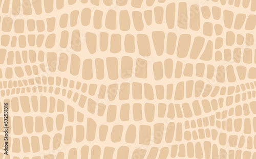 Abstract modern crocodile leather seamless pattern. Animals trendy background. Beige decorative vector illustration for print, fabric, textile. Modern ornament of stylized alligator skin