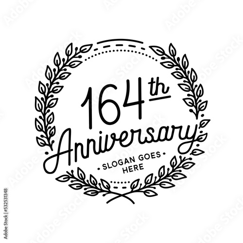 164 years anniversary celebrations design template. 164th logo. Vector and illustrations. 