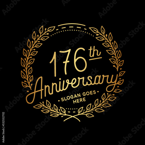 176 years anniversary celebrations design template. 176th logo. Vector and illustrations. 