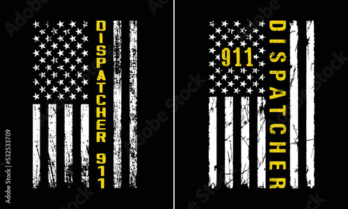911 Dispatcher Distressed Flag Design