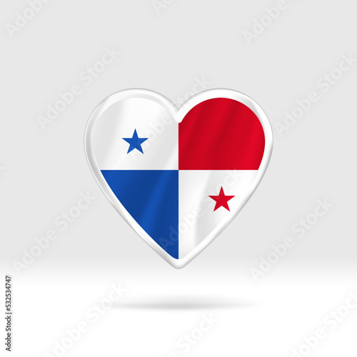 Heart from Panama flag. Silver button heart and flag template. Easy editing and vector in groups. National flag vector illustration on white background.