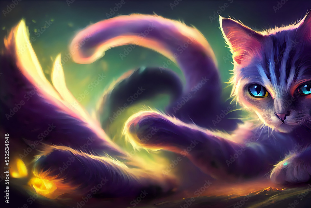 Fantasy cat painting