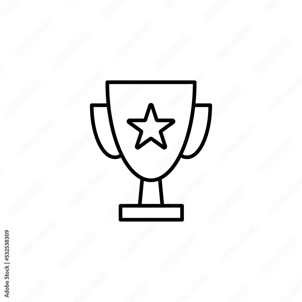 Simple trophy with star icon outline vector eps 10