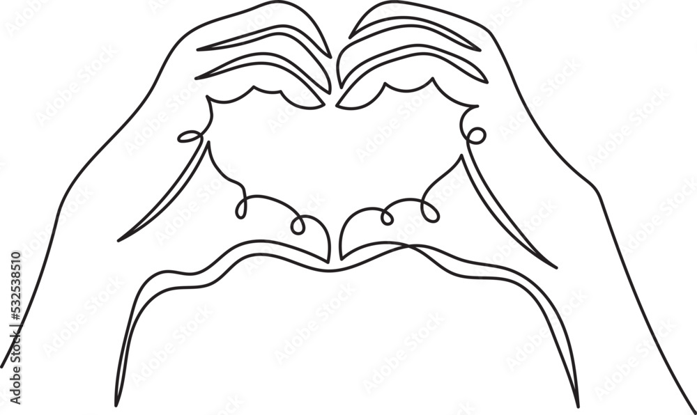 heart hand gesture minimal outline art