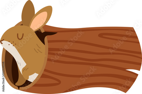 Hare in the hollow. Vector illustration