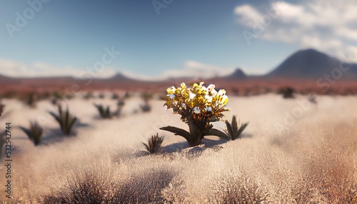 An illustration of a field of vibrant flowers, taking inspiration from the flowering desert in south america. photo