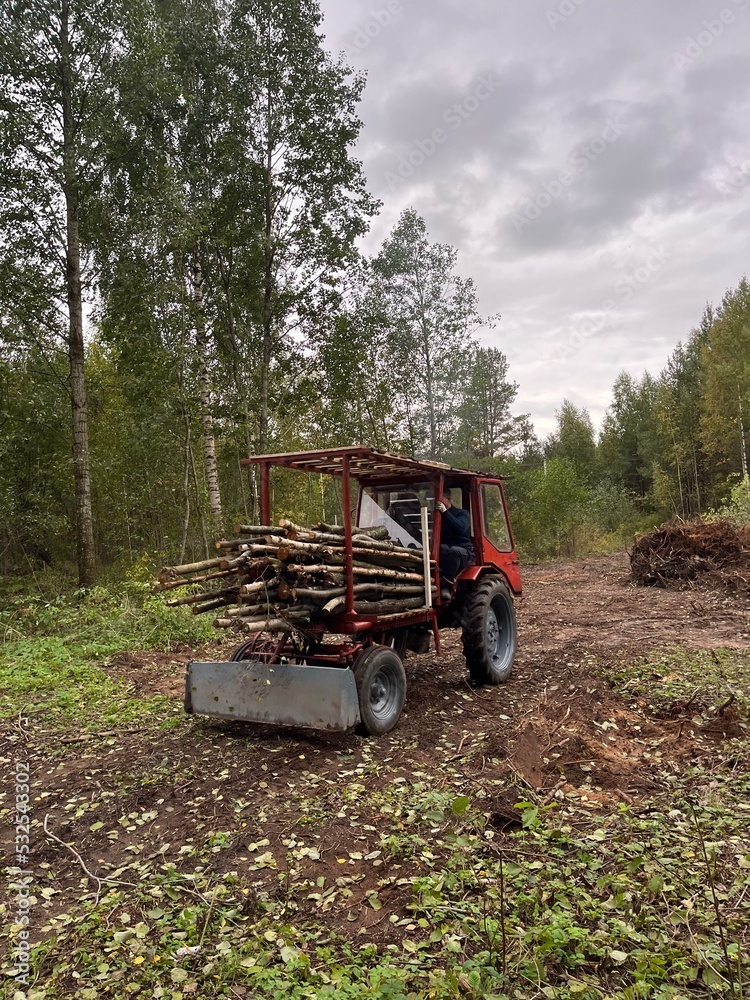 Naklejka premium tractor in the field