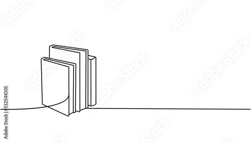 Stack of books one line continuous drawing. Bookstore, library continuous one line illustration. Vector minimalist linear illustration.