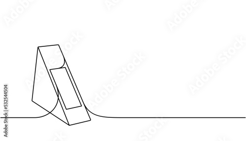 Sandwich cardboard box one line continuous drawing. Empty cardboard boxes, bags for takeaway food continuous one line illustration.