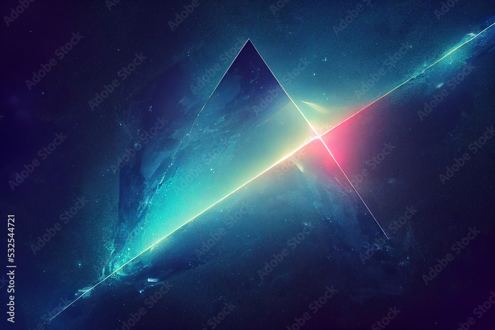 Cosmic neon triangles shapes in space, 3d render Stock Illustration ...