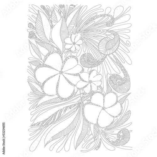 Flower decorative doodle monochrome pattern stock vector illustration for web, for print 