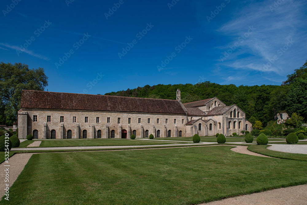 Architecture of the Cistercian Abbey of Fontenay in Burgundy, France