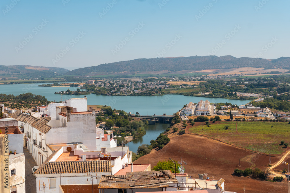 Panoramic view from the viewpoint Abades de Arcos de la Frontera in Cadiz, Andalusia
