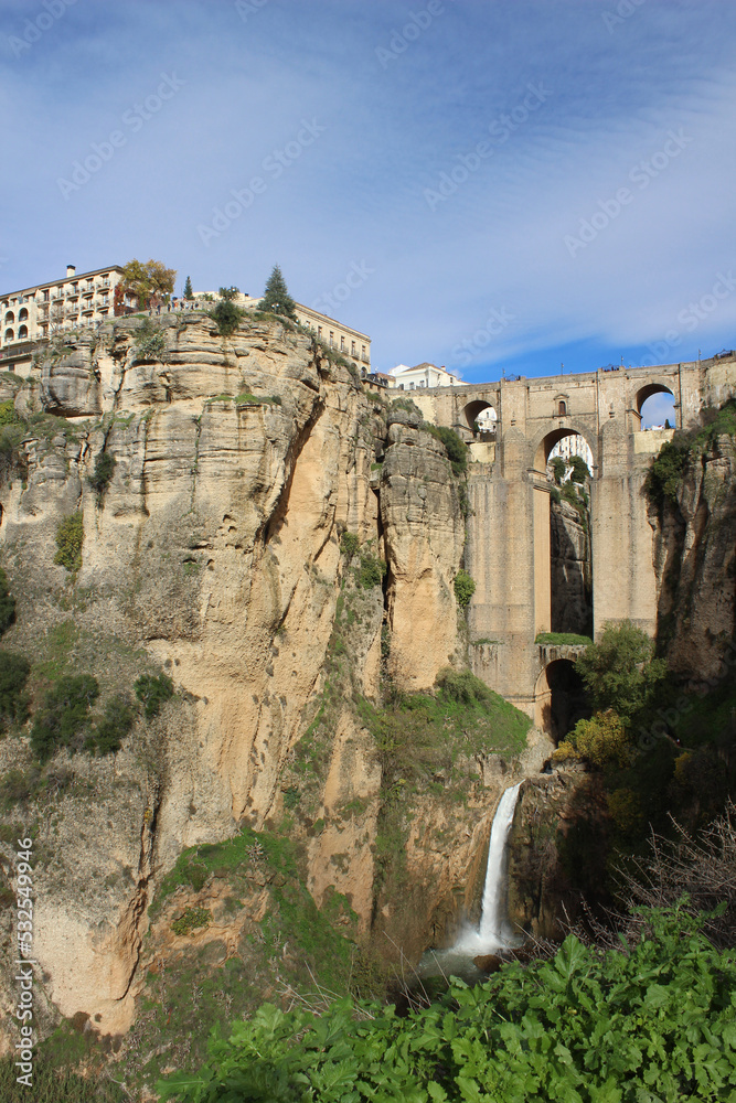 Landscape of Ronda with one of its most famous monuments, the new bridge